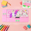 Jumbo Geometry Box for school, open with pencils and a ruler, showcasing its multi-compartment design.