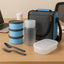 Insulated Lunch Box Set with fabric carry bag and steel bottle.