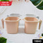 Plastic Bath Mug Set of 4 in mixed colors, showcasing their square design.