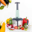 Quickslice 1100ml vegetable chopper with 6 sharp blades for efficient food preparation.
