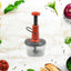 Quickslice manual vegetable chopper with anti-slip base and sharp stainless steel blades.