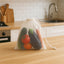 Set of 2 reusable mesh produce bags with secure drawstring closures for grocery storage