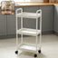 3 layer rolling storage trolley with shelves for kitchen and bathroom organization