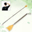 Fully extended stainless steel back scratcher for maximum reach and itch relief.