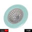 Close-up of a durable silicone sink strainer with a handlebar and fine mesh holes.
