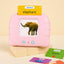 Interactive English learning machine for kids with colorful flash cards.