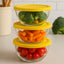 Set of three multipurpose glass bowls with lids ideal for mixing and storage