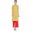Generic Women's Casual Short Sleeves Floral Printed Cotton & Rayon Kurti Palazzo Set (Yellow & Red)
