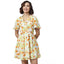 Generic Women's Polyester Printed Flutter Above Knee Dress (Yellow - Orange)
