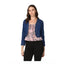 Generic Women's Denim Ruffled Long Sleeves Shrug (Navy Blue)