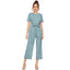 Generic Women's Knitting stretchable Solid Round Neck Cap Sleeve Jumpsuit (Pista )