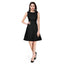 Generic Women's Polyester Solid Round Neck Sleeveless Dress (Black)