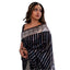 Generic Women's Silk Printed Saree With Unstitched Blouse 5.5Mtr (Black)