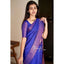 Generic Women's Soft Lichi Silk Solid Saree With Unstitched Blouse 5.5Mtr (Blue)
