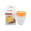 Set of four transparent plastic pudding molds with lids, ready for dessert preparation.
