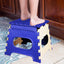 Vibrant multicolor 12 inch folding step stool, open and ready for use.