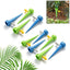 Set of adjustable plant watering spikes with slow release valves.
