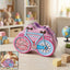 Pink and blue bicycle-shaped piggy bank with lock for kids