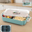 4 compartment plastic food storage container with transparent lid and side handles