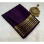 Generic Women's Crepe Chit Pallu Solid Saree With Unstitched Blouse 5.5Mtr (Dark Purple)