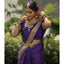 Generic Women's Banarasi Silk Printed Saree With Unstitched Blouse 5.5Mtr (Purple)