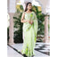 Generic Women's Linen Printed Saree With Unstitched Blouse 5.5Mtr (Green)