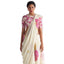 Generic Women's Linen Printed Saree With Unstitched Blouse 5.5Mtr (White)