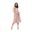Generic Women's Polyester Pleated Flutter Dress (Champagne Gold)