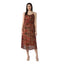 Generic Women's Polyester Printed Shoulder Straps Dress (Maroon - Brown)