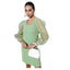 Generic Women's Organza And Polyester Lycra Solid Long Sleeves Dress (Green)
