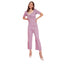 Generic Women's Polyester Lycra Solid Puff Sleeve Jumpsuit (Lavender)