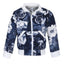 Generic Girl's Polyester Printed Long Sleeves Bomber Jacket (White-Blue)
