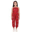 Generic Girl's Rayon Floral Sleeveless Jumpsuit (Red)