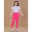 Generic Girl's Cotton Lycra Solid Elasticated Leggings (Pink)