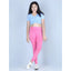 Generic Girl's Cotton Lycra Printed Elasticated Leggings (Pink)