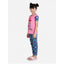 Generic Girl's Cotton Hosiery Printed Night Suit Set (Pink-Blue)