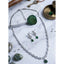 Generic Women's Brass Silver Plated Necklace set (Green)