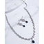 Generic Women's Brass Silver Plated Necklace set (Blue)