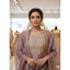 Generic Women's Silk Embroidered 3/4th Sleeve Round Kurti With Sharara Pant and Dupatta Set (Purple)