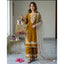 Generic Women's Silk Embroidered 3/4th Sleeve Round Kurti With Palazzo Pant and Dupatta Set (Gold)