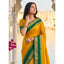 Generic Women's Silk Blend Printed Saree With Unstitched Blouse 5.5Mtr (Yellow-Green)