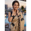 Generic Women's Viscose Silk Embroidered Saree With Unstitched Blouse 5.5Mtr (Beige)