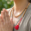Sandalwood Mala with Rudraksha Beads, Chandan Japa Mala for Puja and Wear (1 Pc)