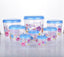 Complete 8-piece air tight plastic container set with elegant floral design.