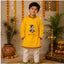 Boys Yellow Little Krishna Printed Cotton Blend Kurta & Lace Work Pyjama Set, 3 Months to 4 Years, 1 Set