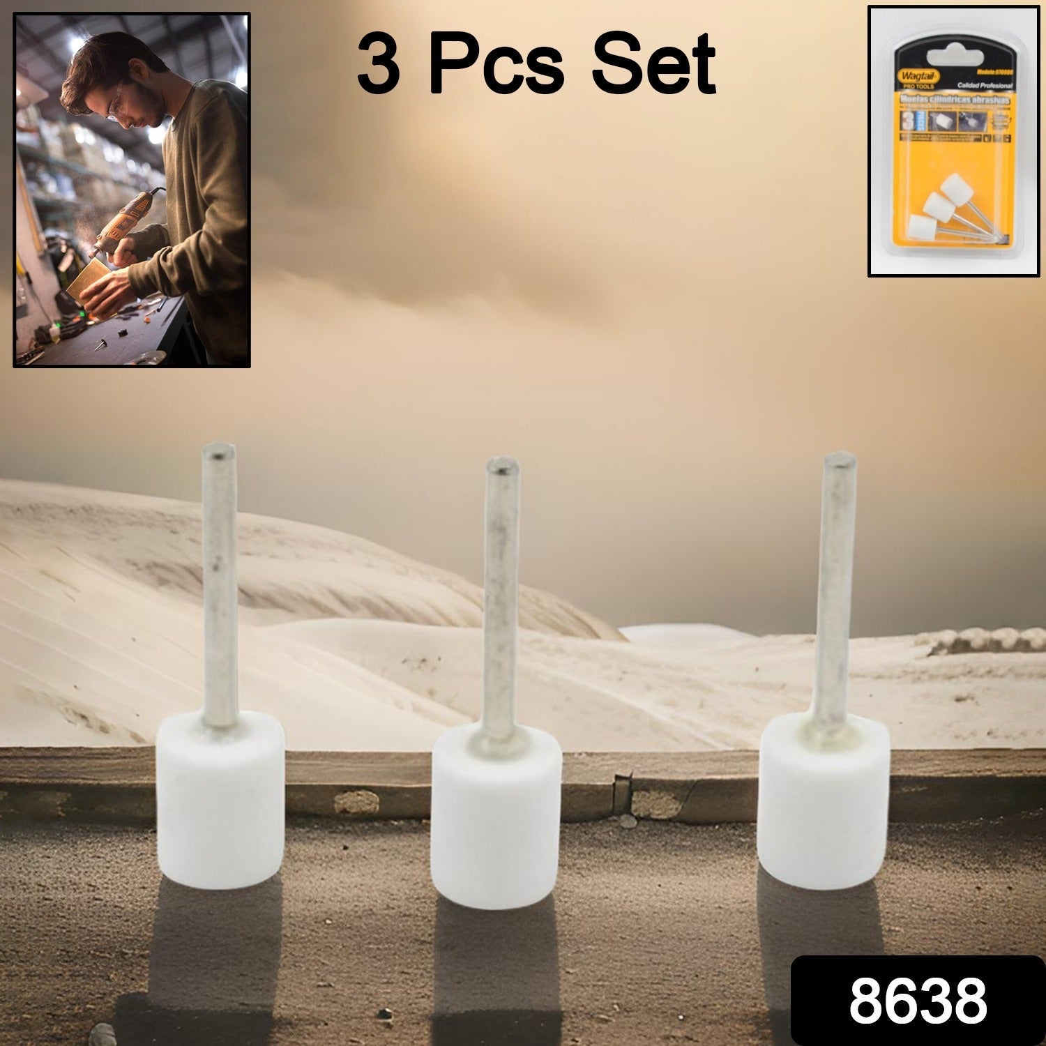 Wool Felt Polishing Wheels – 3 Pcs Rotary Tool Buffs | Wagtail Secondary image