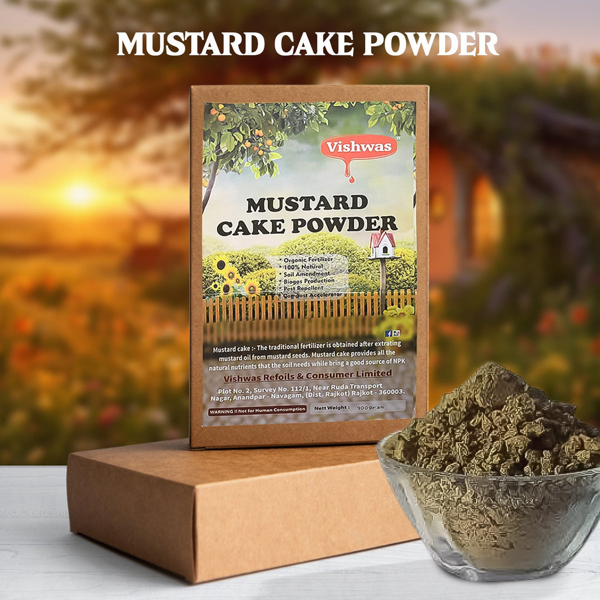 Organic mustard cake fertilizer powder for plant growth booster 900gm Main image