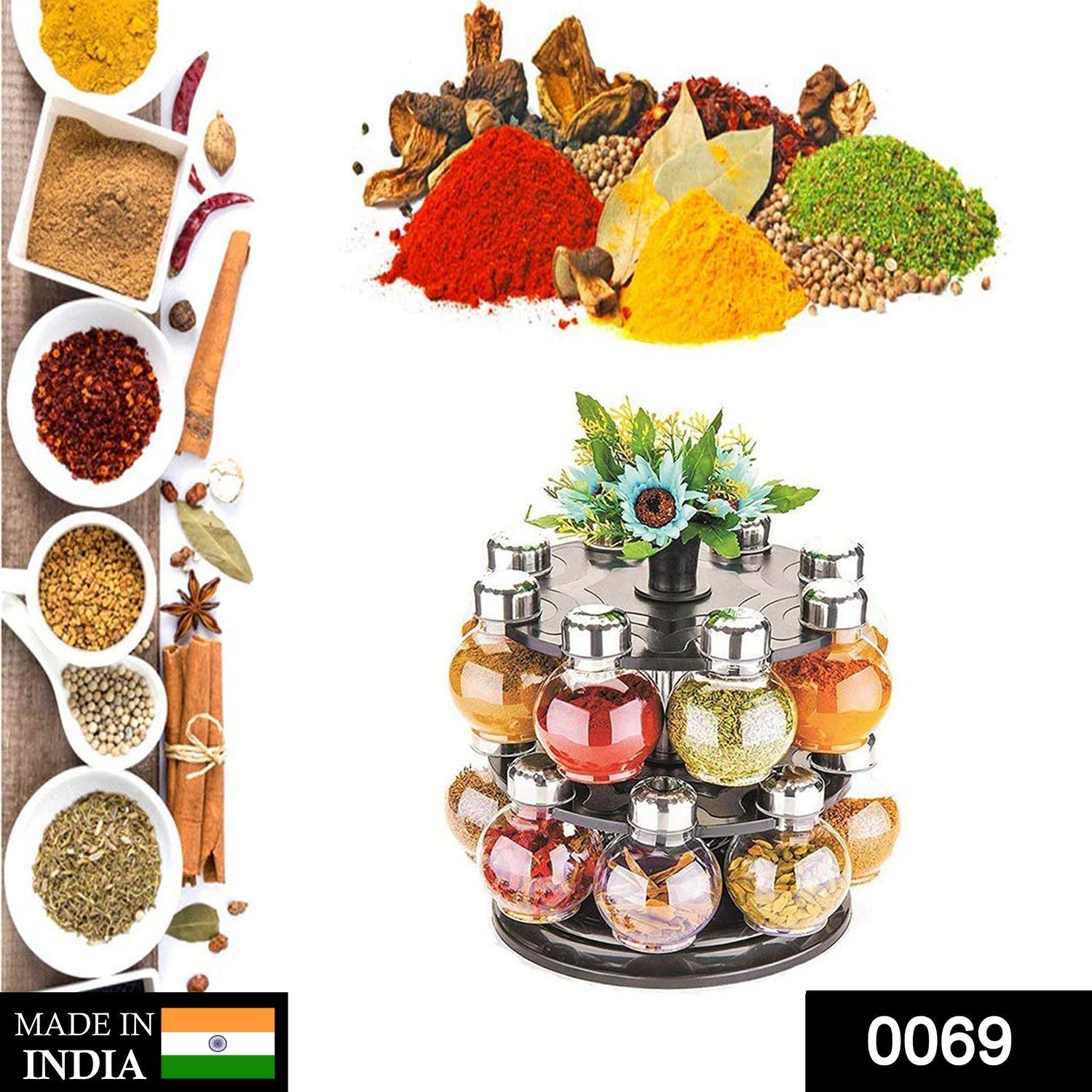 Revolving Spice Rack – 16-Jar Plastic Set | Tidy Table Secondary image