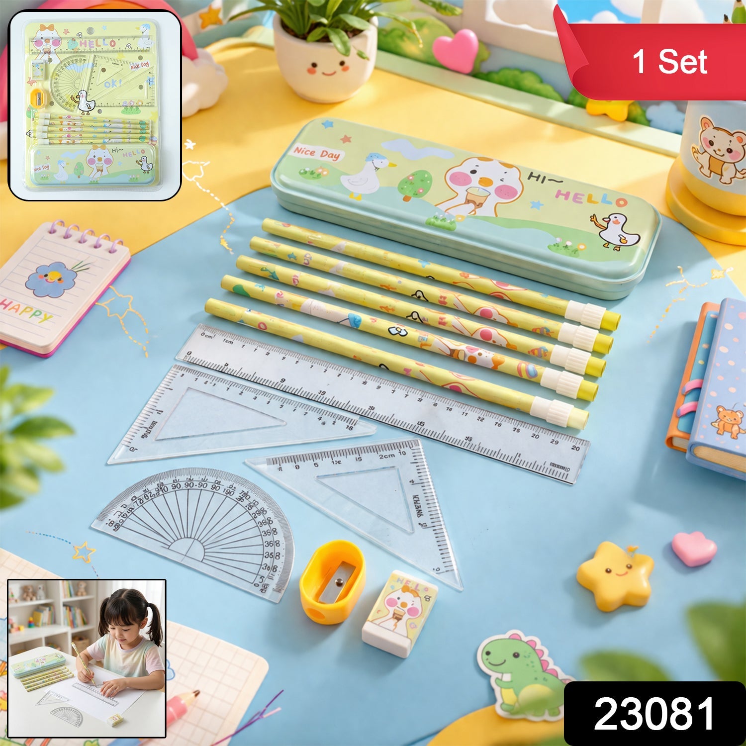 Cartoon Geometry Box Set – Fun & Organised School Supplies Secondary image