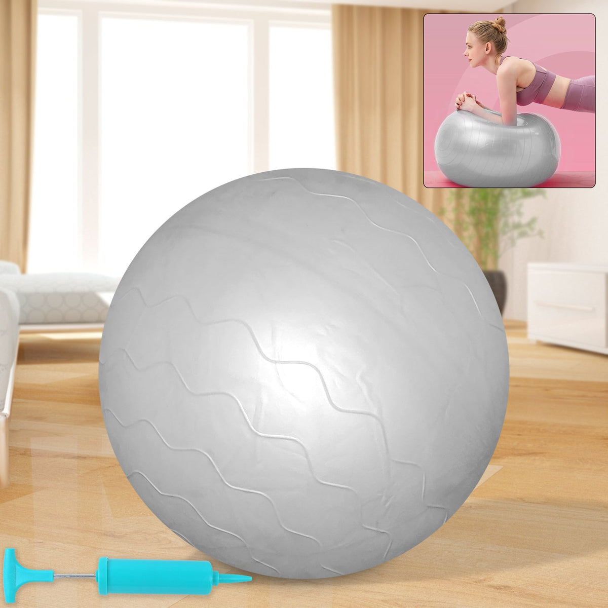 Woman performing Pilates exercises using 75CM stability gym ball Main image